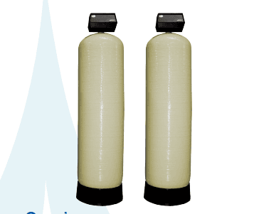 Twin parallel carbon filter system. 2" fleck model 3150 top mounted control