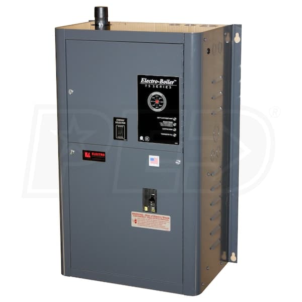 54kW 480V/3PH Electro-boiler TS series- with Dual Fuel Control and outdoor reset capability- 65A, 9 elements, 80A breaker- Equivalent to 184,200 Btu/H- AMSE "H" Stamp 12-gallon vessel and multi-boiler staging capability