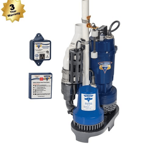 Combination System, Pre-assb back-up sump package, ST1033 primary pump  PHCC1000back-up pump  w/ battery box,12VDC/0.4A charger controller, 3 year warranty. ** Battery not included **# 717301122002