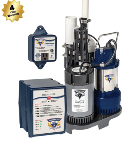 Combination System, Pre-assb back-up sump package, S3033 primary pump  PHCC2400back-up pump  w/ battery box,12VDC/13A charger controller, 4-year warranty. ** Battery not included **# 717301122026