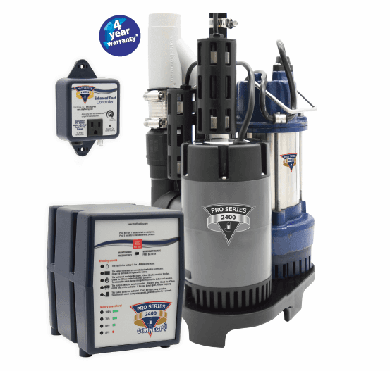 Combination System, Pre-assb back-up sump package, S3050 primary pump  PHCC2400back-up pump  w/ battery box, can accommodate two (2) standy batteries to doulble run time, 12VDC/16A charger controller, 4-year warranty. ** Battery not included **# 717301125140