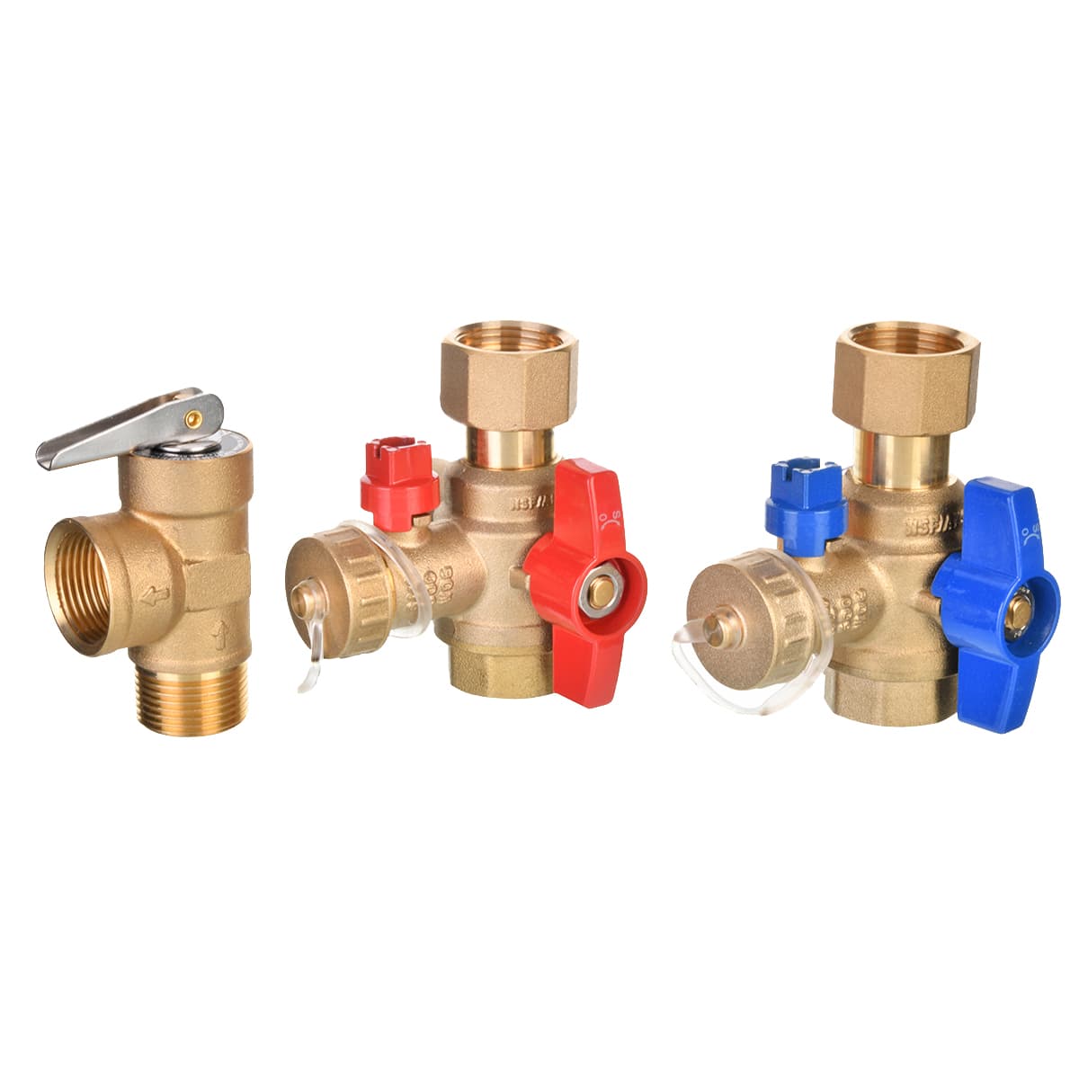 Tankless isolation valve kit with pressure relief valve